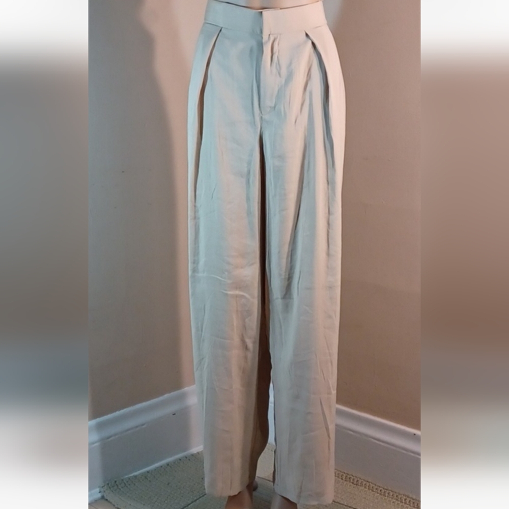 Cream High-Waisted Trousers
